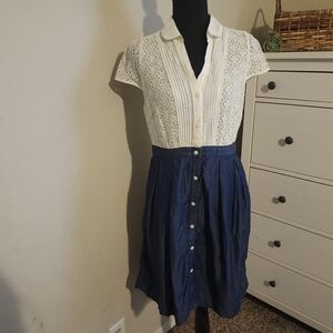 HD in Paris Denim And Lace Dress